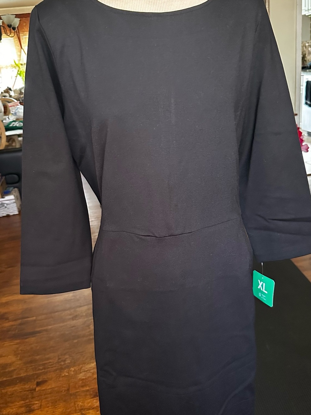 Buffalo David Bitton Black Boatneck Midi Dress 3/4 sleeves